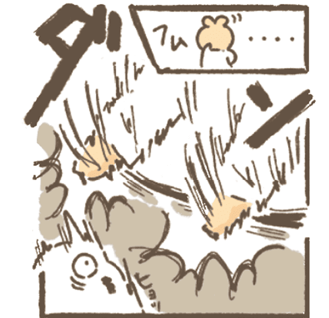 サジーちゃん「フム」
と考えてサジーちゃんが突然「ダン」と机をたたく！
サジ子さんびっくり